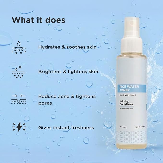 VS Refreshing Rice Water Toner | Korean Face Toner Plus Mist for Glowing Skin| Hydrating and Pore Tightening| for Men and Women| All Skin Types |100ml