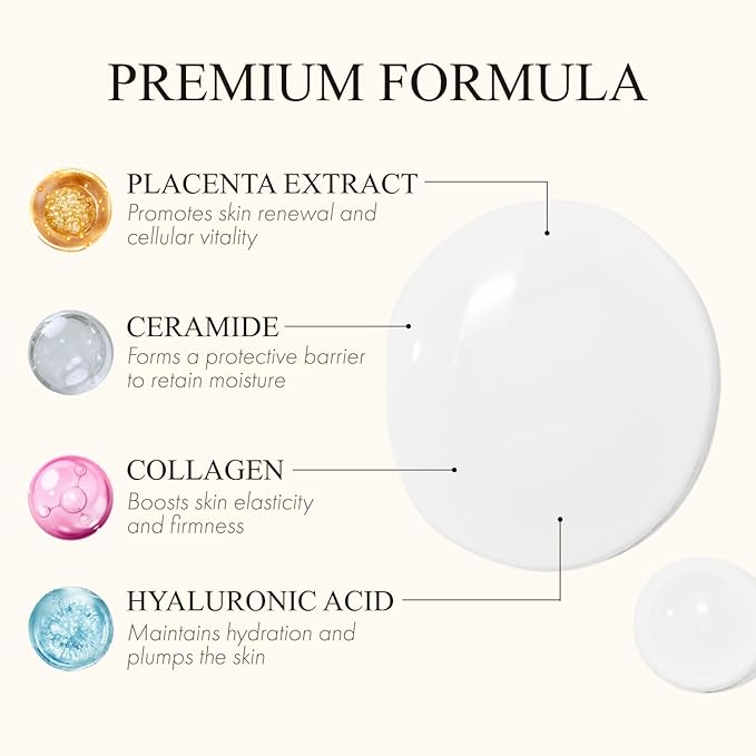 WHITE LABEL Placenta Rich Gold Essence 180ml | 3x Concentrated Placenta & Hydrating Japanese Toner | With Hyaluronic Acid, Collagen & Ceramide for Aging & Dull Skin