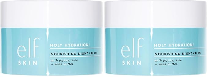 e.l.f. SKIN Holy Hydration! Nourishing Night Cream,Ultra-Hydrating Moisturizer,Infused with Shea Butter,Soothes Skin,1.76 Oz (Packaging May Vary),(Pack of 2)