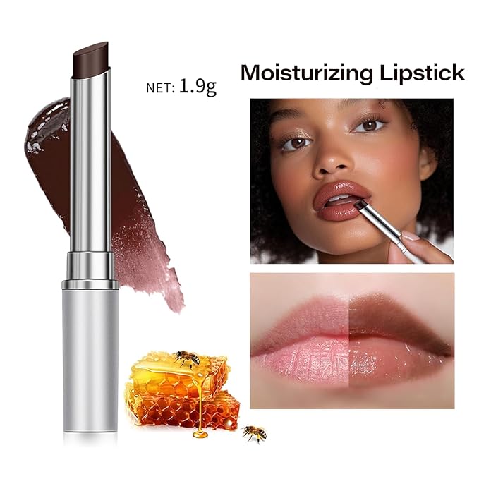WEEMAY Honey Noir Lipstick, Deep Moisturizing Black Cherry Tint Lip Balm, Nourishing Honey Noir Lipgloss, Black Lip Gloss, Hydrating Lipgloss for All Skin Tones
