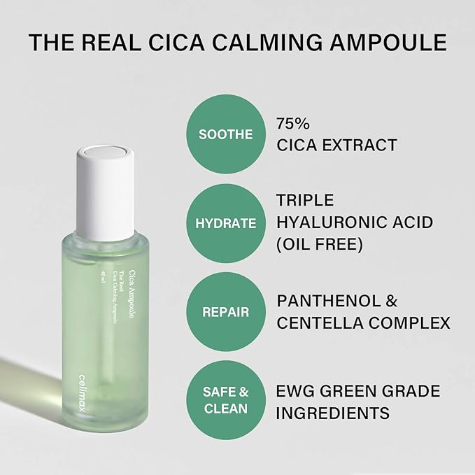 celimax The Real CICA Calming Ampoule - with 75% Centella Asiatica Extract, 1.35 fl oz