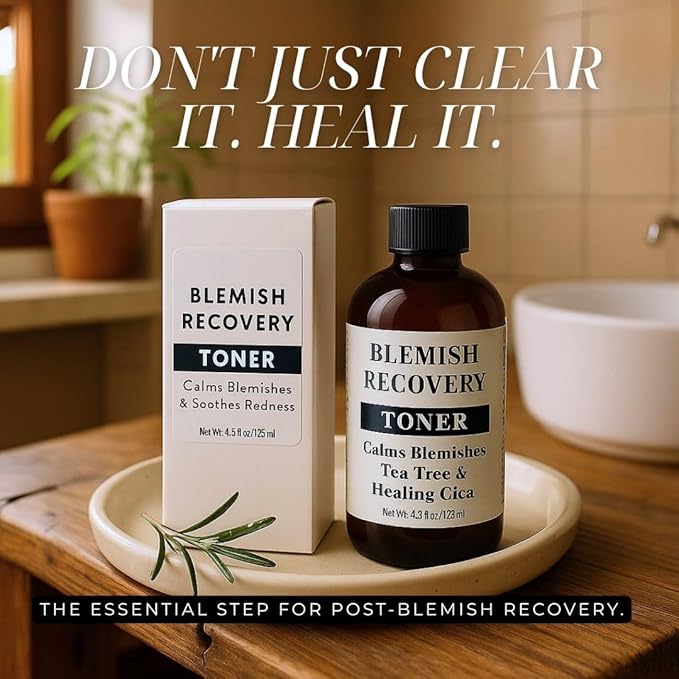 Nature Skin Shop Blemish Recovery Toner with Tea Tree & CICA - 4.5 Ounces - Facial Tonic for Acne Prone, Oily & Sensitive Skin - Calms Redness & Soothes Post-Blemish Irritation - Alcohol-Free