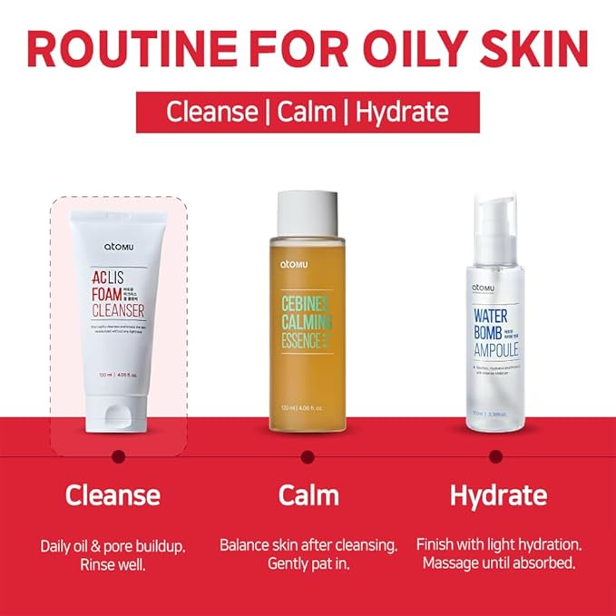 ATOMU Oil Control Foaming Facial Cleanser for Oily Skin & Clogged Pores, Deep Cleansing Face Wash with Salicylic Acid (BHA), 4.05 fl oz