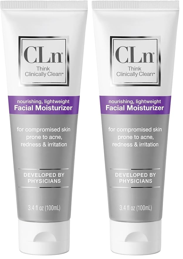 CLn® Facial Moisturizer - Soothes & Calms Skin, Helps Reduce Appearance of Redness, Locks in Moisture without Clogging Pores, Dermatologist & Clinically Tested, 3.4 oz. (Pack of 2)