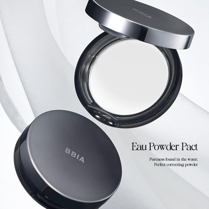 BBIA EAU Powder Pact - 4 Colors, Pressed Powder Compact with Mirror and Puff, Makeup Setting Finishing Blurring, Sebum & Oil Control, Natural Korean Face Makeup (03 BLOSSOM PINK, Pack of 1)