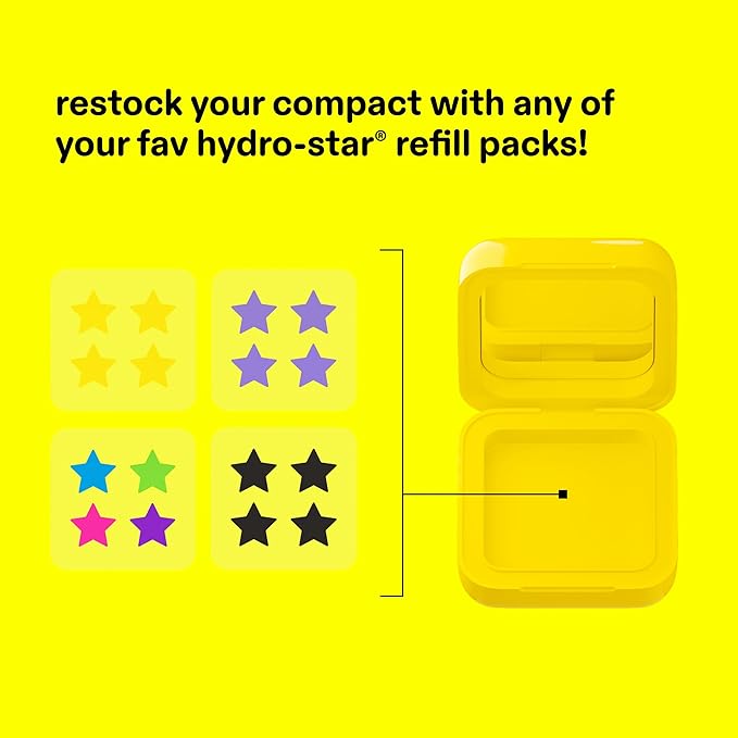 Starface Hydro-Star Pimple Patches + Big Yellow Compact, Clinically Proven Spot Shrinking in 6 Hours, Absorb Fluid and Reduce Redness, Hydrocolloid, Vegan and Cruelty-Free Skincare (32 Count)