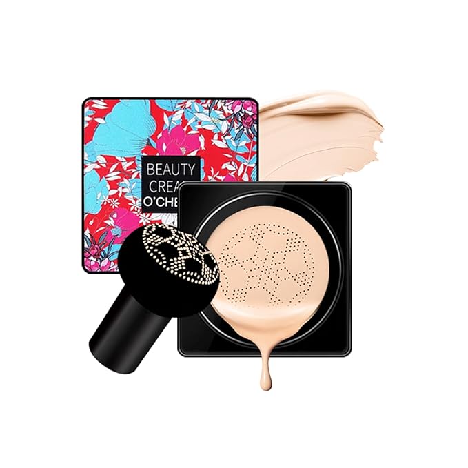 O'CHEAL Mushroom Head Air Cushion BB Cream Foundation Cream for Face Makeup Concealer Cushion for Face Comestics Make Up Cushion Compact Ivory