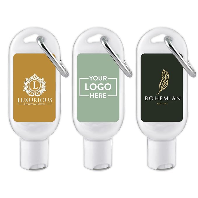 Promotional Sunscreen SPF 30 with Carabiner, Custom Sunscreen - Promotional Product/Bulk with Your Logo/Customized - 12 Quantity