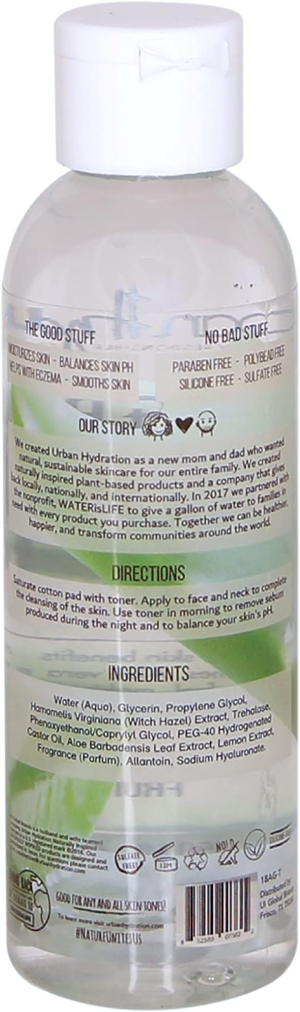 Urban Hydration Bright & Balanced Aloe Vera Leaf Face Toner | Removes Excess Oil, Balances Skin pH, Hydrates, Refreshes Skin, Fights Acne, Anti-Aging Benefits for All Skin Types | 5 Fl Ounces