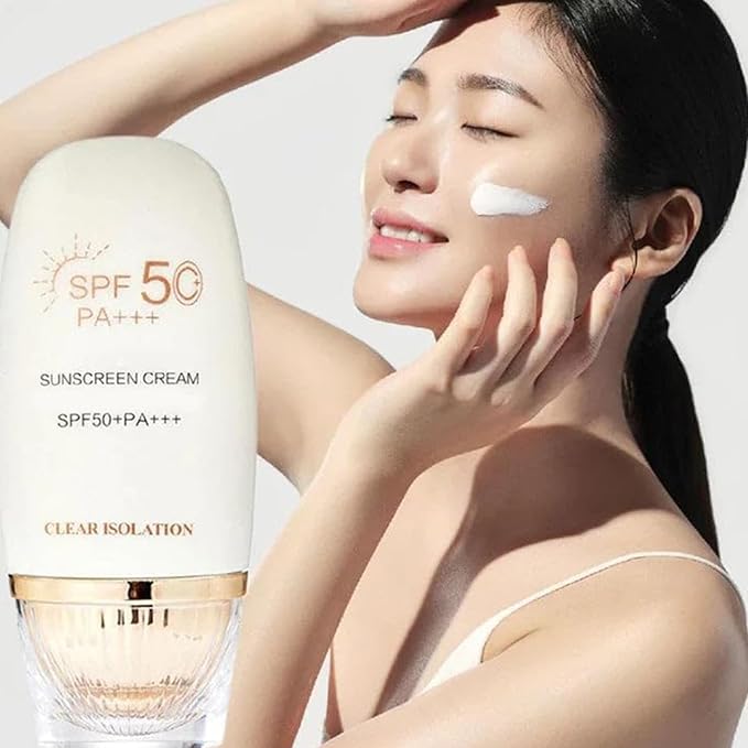 Flower Extract Skin Brightening Sunscreen Cream SPF50+, Glow Sunscreen, UV Protection, Strengthens Skin Barrier, Nourish & Restore Skin Balance, for Daily Skincare (1)