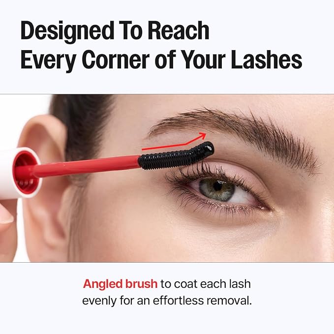 CLIO Kill Lash Mascara Remover, Waterproof Eye Makeup Remover with Curved Precision Brush, Oil Cleanser for Superproof Mascara and Lash Base, No-Rub Gentle Cleansing