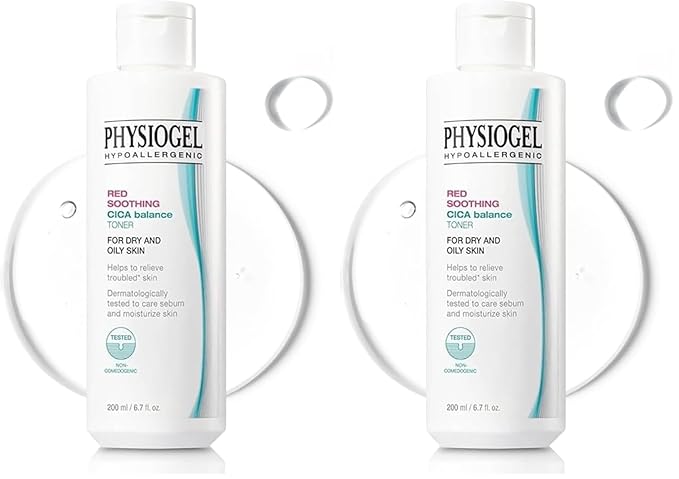 PHYSIOGEL Red Soothing Cica Balance Toner, Manages Skin Troubles, Refines Pores, Controls Sebum, Moisturizing, Cica, PEA, Niacinamide, Panthenol, Hypoallergenic Face Toner for Men & Women (Pack of 2)