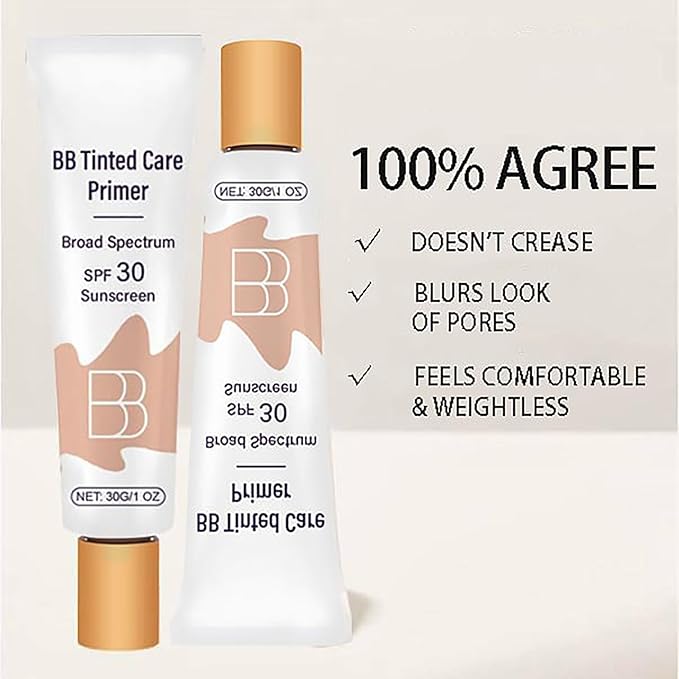 BB Moisturizer Spf 30 - Brightens, Hydrates & Smooths Your Skin, BB Blur Tinted Moisturizer Spf 30, BB Tinted Care Primer with Brush, Full Coverage Concealer Liquid Makeup (Ivory)