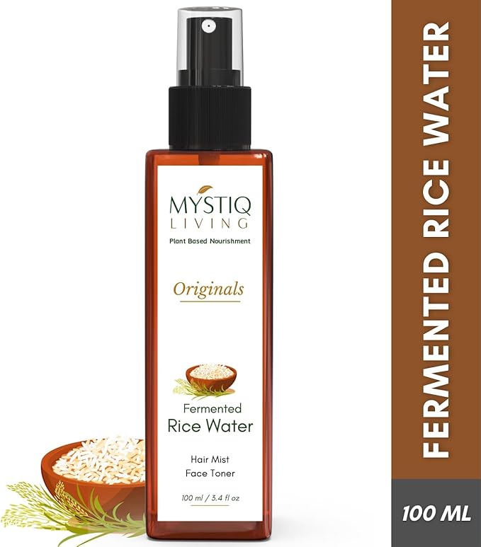Mystiq Living Fermented Rice Water Toner Spray | 100% Pure Organic Doon Basmati Rice | Quick Absorbing & Non Sticky for Korean Glass Skin | for All Skin Types