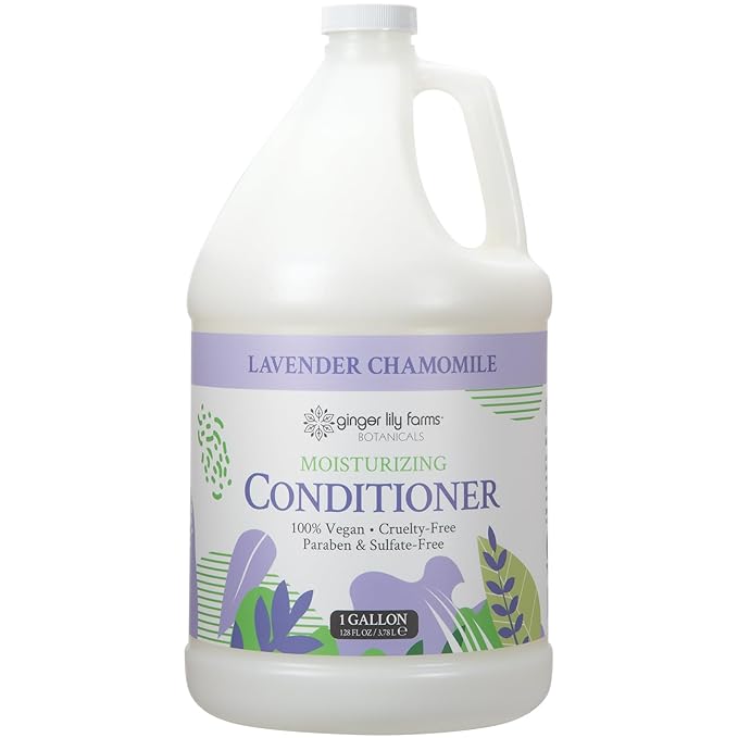 Ginger Lily Farms Botanicals Moisturizing Conditioner for Dry Hair, 100% Vegan & Cruelty-Free, Lavender Chamomile Scent, 1 Gallon (Pack of 4)