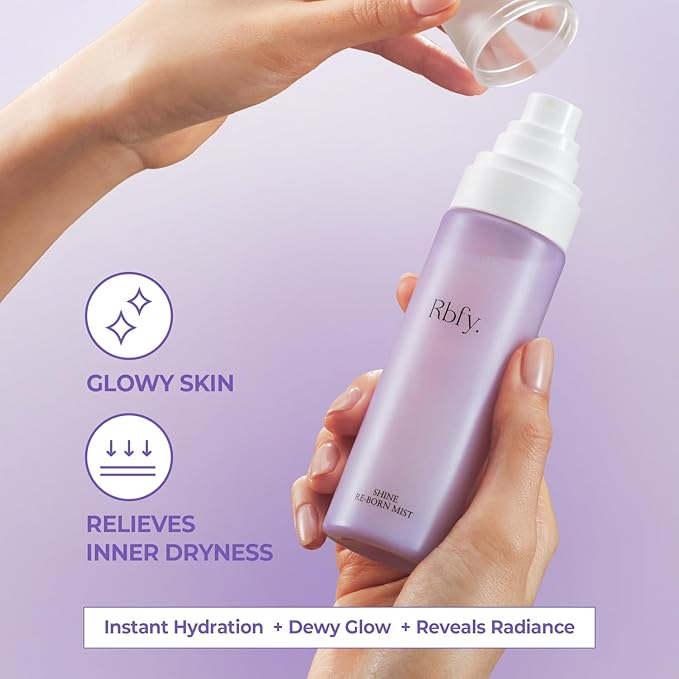 Shine Re-Born Mist - Glowing & Moisturizing Facial Toner Spray for Radiant, Firming, Calming | Antioxidant Alba Lotus Flower Extract | Vegan Korean Skincare (3.38 fl oz)