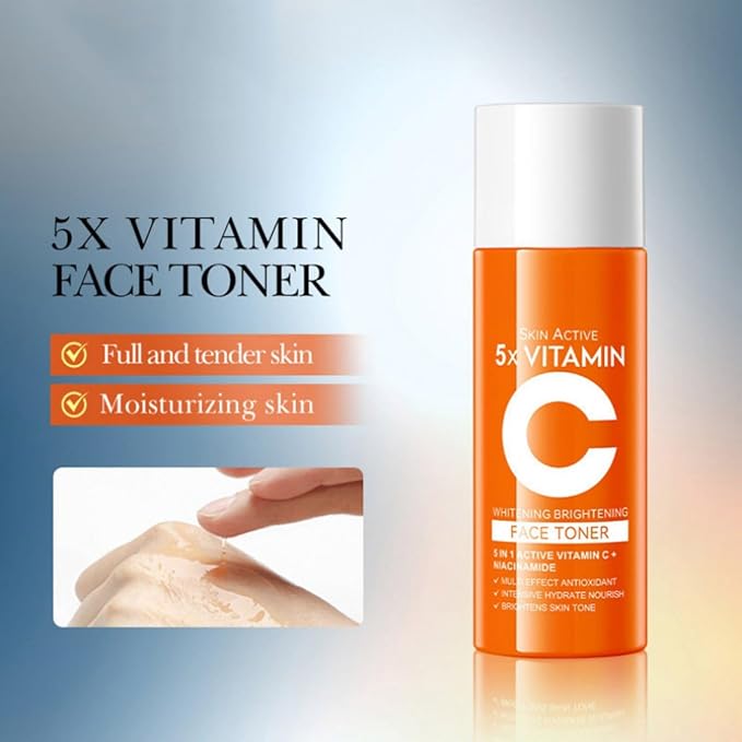 4-In-1 Vitamin C Skincare Set, Moisturize Skin Care Kit with Facial Cleanser, Toner, Serum and Face Cream, Gift For Women and Girls