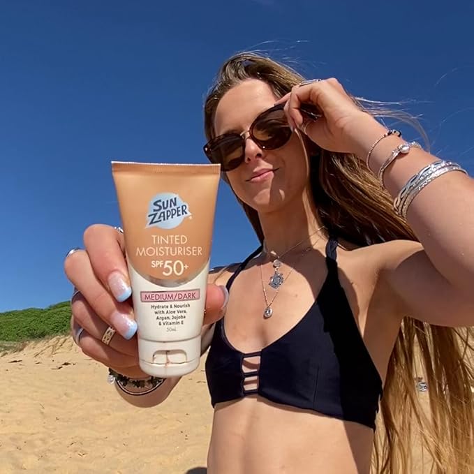 Sun Zapper BB Cream Tinted Moisturizer Sunscreen SPF 50+ Light Medium – Face Sunscreen with Kakadu Plum and Jojoba Oil, Broad Spectrum UV Protection, Botanical Oils, 50mL (1.69 oz), Australian Made