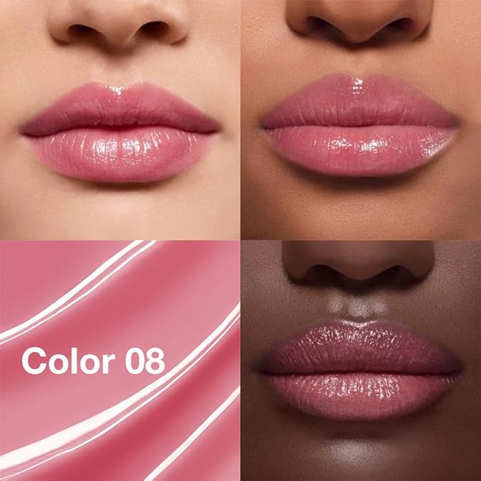 Tinted Lip Balm Moisturizing Lipstick, Peach Pink Hydrating Lipstick for Women, 24 Hour Long Lasting Moisturization Lip Gloss Stain Makeup, Lightweight Non Greasy Moisturizer Lips, 08