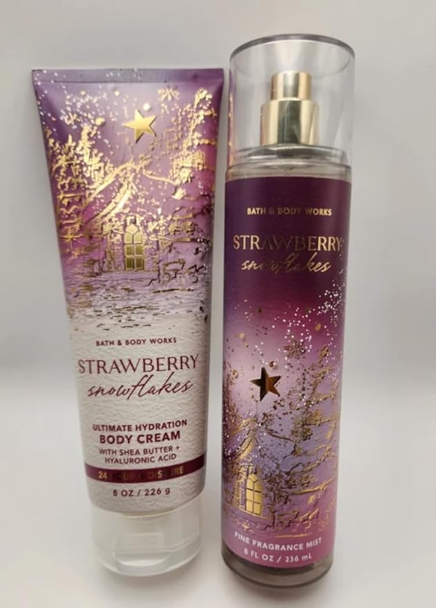 Bath & Body Works Fragrance Gift Sets (Strawberry Snowflakes Mist-Cream Set)