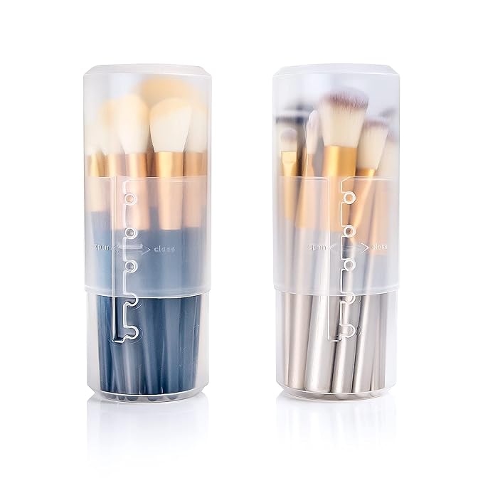 OCHEAL 2 Pack Transparent Plastic Makeup Brush Holders, Dual Use, Lightweight, Spacious