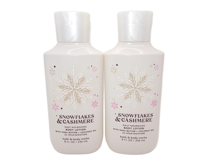 Bath and Body Works Snowflakes & Cashmere Super Smooth Body Lotion Sets Gift For Women 8 Oz -2 Pack (Snowflakes & Cashmere)