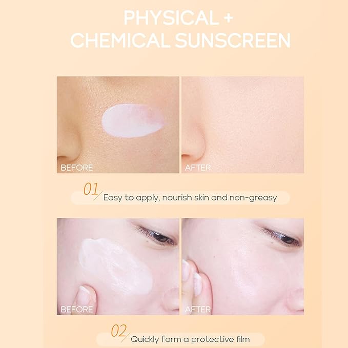 Vitamin C Sunscreen Cream SPF 50,Broad Spectrum Sun Protector Lotion For Face & Body,Lightweight and Non-Greasy Finish,Water Resistant,Long-Lasting Makeup,Travel Essentials