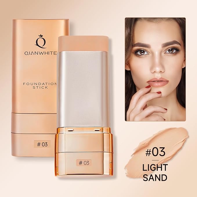 Foundation Stick Waterproof Natural Nude Makeup, Full Coverage Korean Makeup Skin Tint With Brush for All Skin(LIGHT SAND,0.7 Oz / 20g)
