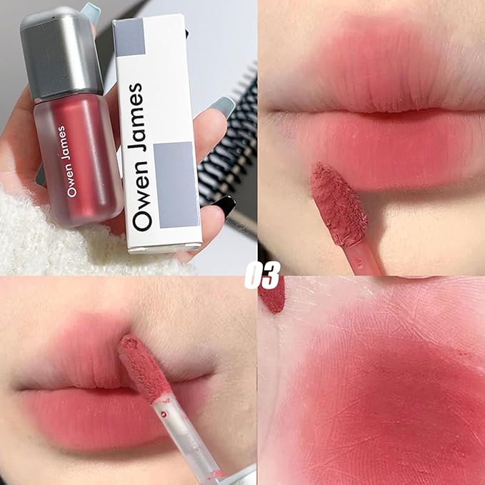 4 Colors Matte Liquid Lipstick Set,Velvet Smooth Korean Lip Gloss,Waterproof Non-Stick Cup Long Lasting Lip Clay,Matte Nude Lip Stain Makeup Gift Kit for Women