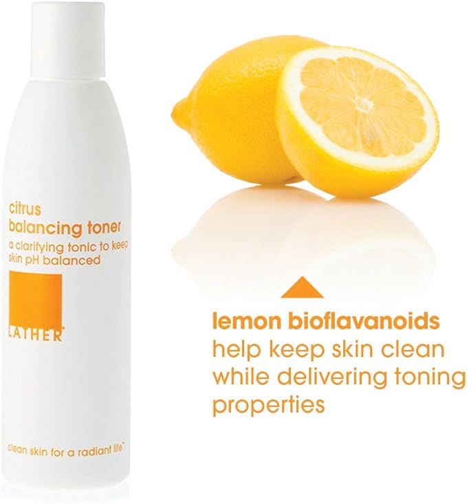 LATHER Citrus Balancing Toner - Clarifying Toner That Balances Complexion - Gentle Ingredients for All Skin Types - Alcohol Free - 6 Fl Oz