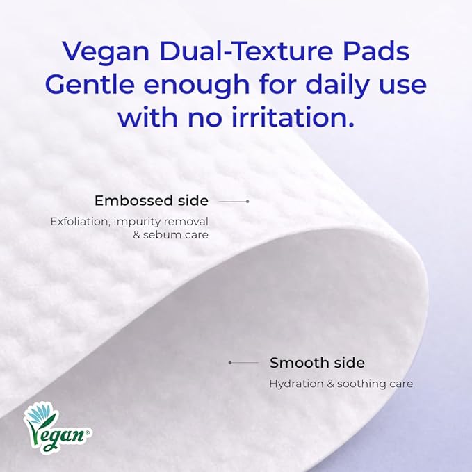 DEWYCEL Salady Pad | Dual-Textured Facial Toner Pads for Exfoliation Pore Care with AHA Lactic Acid & BHA Salicylic Acid | Hydrating Pore Care for Sensitive Skin | Vegan Face Gauze Pads, 70Pads