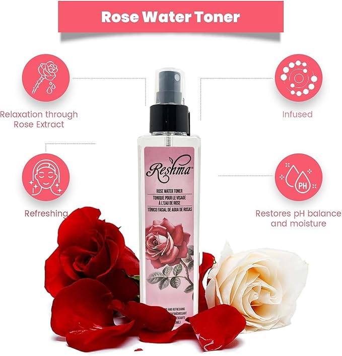 Reshma Beauty Rose Water Toner | Hydrating Mist for All Skin Types and Hair Types| Plant-Based Facial Toner |No Dye and Alcohol Free| for Daily Use and Cruelty Free (Pack of 12)