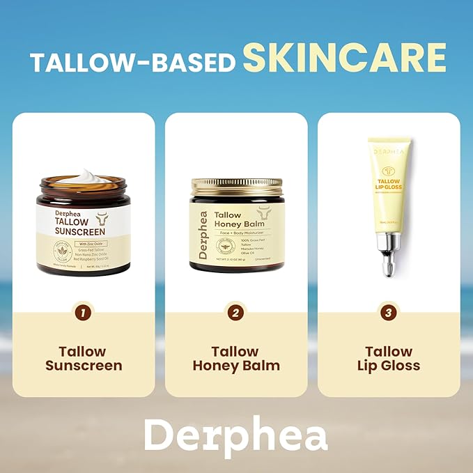 Natural Beef Tallow Sunscreen – SPF 50 Daily Sun Care for Extremely Sensitive, Acne-Prone & Kid-Safe Skin – Non-Toxic Sunblock with 22% Non-Nano Zinc Oxide, Clean Formula for Face & Body