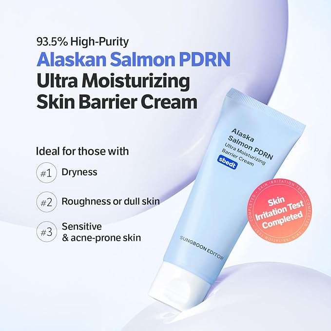 SUNGBOON EDITOR Alaska Salmon PDRN Ultra Moisturizing Barrier Cream, Korean Face Moisturizer with Alaska PDRN & Ceramide, Hydration & Anti-Aging for Aged Skin, Korean Skincare, 1.69 fl oz