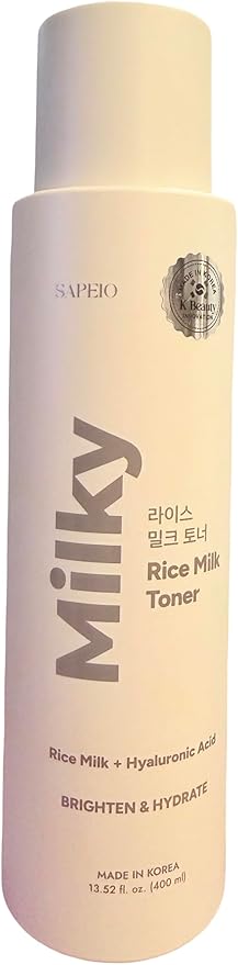 Rice Milk Toner with Hyaluronic Acid, Brighten and Hydrate, Korean Skincare, 13.52 fl oz
