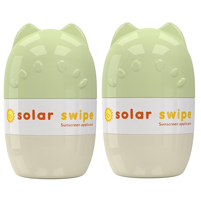 Sunscreen Applicator - Refillable Roll On for Kids & Adults Mess-Free Sunscreen Roller & Sponge Dispenser Portable Sun Protection, Ideal for Travel & Outdoor Use (Olive Beige 2 pack)