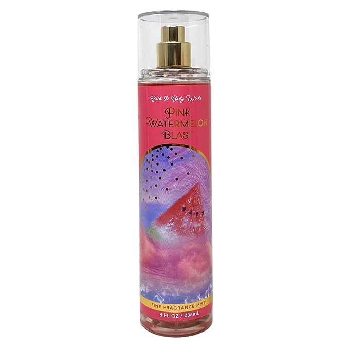 Bath & Body Works Pink Watermelon Blast 3 Pack Fragrance Mist Bundle with a Himalayan Salts Springs Bar Soap - Full Size