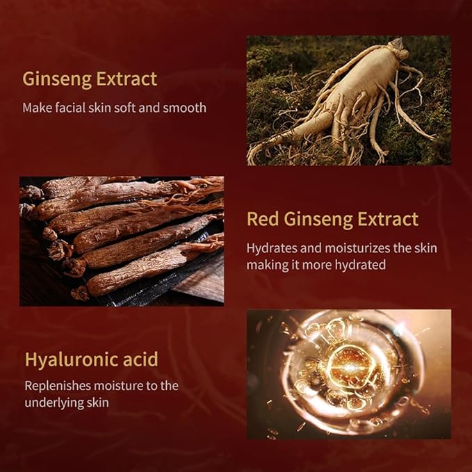 Red Ginseng Skincare Set for Women, - Anti-Aging Facial Care Kit with Toner, Emulsion, Essence, Cream, Eye Cream, Cleanser & Facial Neck Masks – Hydrating Daily Skin Gift Set