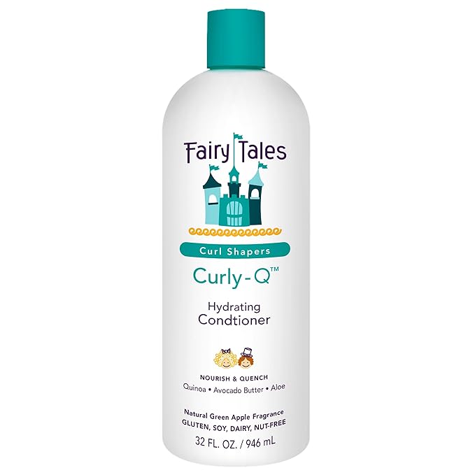 Fairy Tales Curly Q Hydrating Kids Conditioner – Paraben, Sulfate, Gluten, and Nut Free – For all Types of Curls Including Multi Cultural Hair – 32oz.