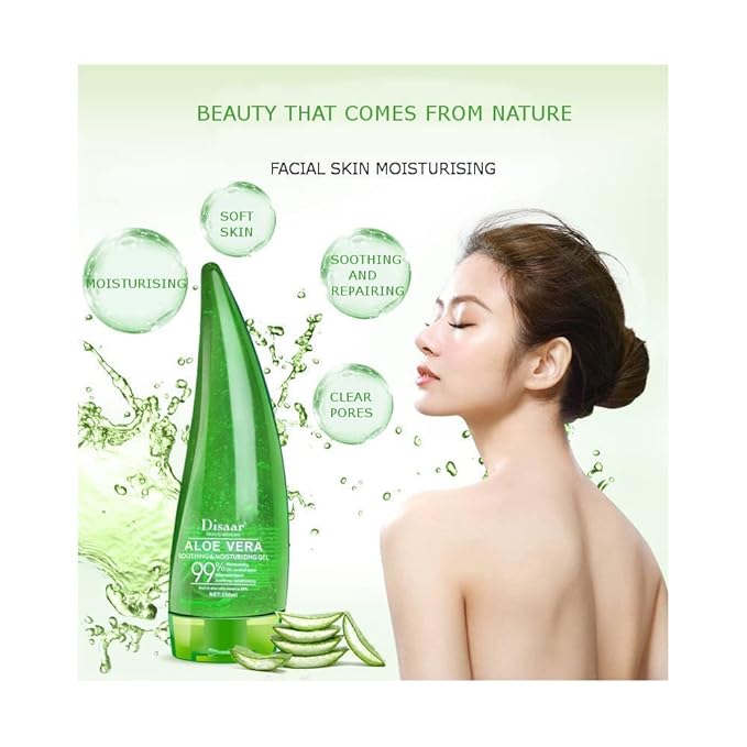 DISAAR Beauty Aloe Vera 99% Essence Soothing Gel Cream Liquid High Moisturizing After-sun Repair Oil Control Acne Very Mild 260ml