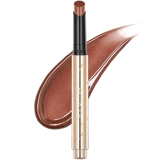 FOCALLURE Sparkling Gem Lip Plump, Hydrating & Volumizing Lip Plumper Gloss Balm, High-Shine Lip Plumping Pen, Plumps & Moisturizes, Vegan & Cruelty-Free, CINNAMON
