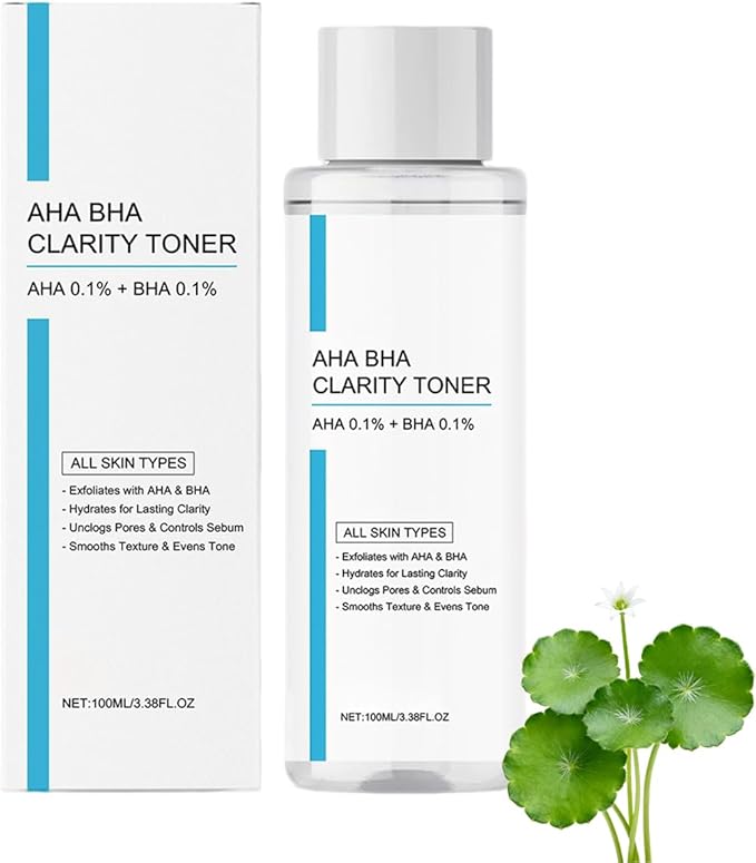 AHA BHA Clarity Toner, Hydro Moisture Essence Toner, Exfoliating and Clean Pores Tone with Sodium Hyaluronate, Salicylic Acid, Centella Asiatica Extract, Niacinamide(3.38floz/pcs) (1Pcs)
