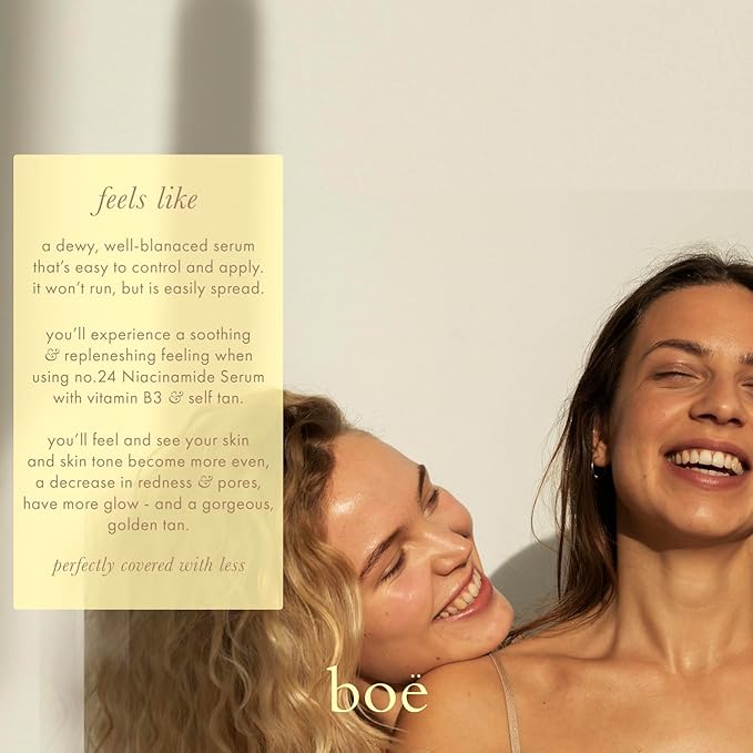 Niacinamide Serum Boë No.24 with Self Tan, Allantoin + Vitamin B3, GOLDEN GLOW Skincare, Vegan Friendly, Suitable For All Skin Types - 30ml