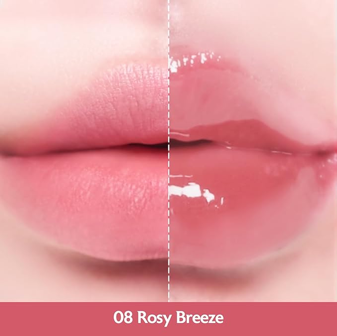 MILKTOUCH Jelly Fit Lip Tint (08 Rosy Breeze) with Cooling Plumping Effect and Water-Based Non-Sticky Texture | Long Lasting Korean Beauty Lipstain Tinted Gloss Oil | Stocking Stuffers for Women
