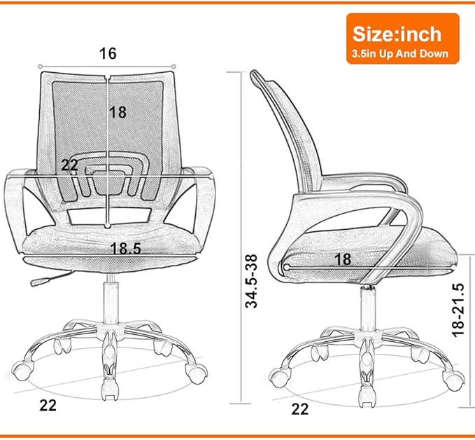 FDW Ergonomic Office Chair Home Desk Chair Task Mesh Computer Chair Gaming with Back Lumbar Support Armrest Modern Swivel Modern Adjustable Rolling Executive Mesh Chair for Women Men (Black)