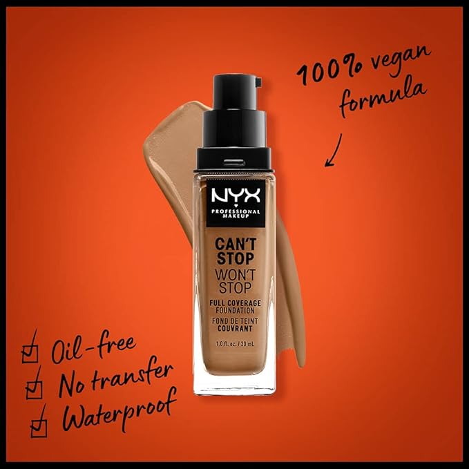 NYX PROFESSIONAL MAKEUP Can't Stop Won't Stop Foundation, 24h Full Coverage Matte Finish - Cinnamon