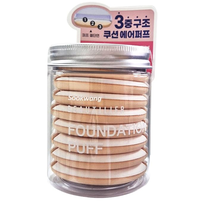 PU Makeup Air Cushion Round Puff Set - 8Pcs Makeup Sponges Soft & Cushioned Puffs for Liquid, Cream, Foundation and Powder, Concealer, Korean Makeup Tool, Smooth Texture, Easy to Use