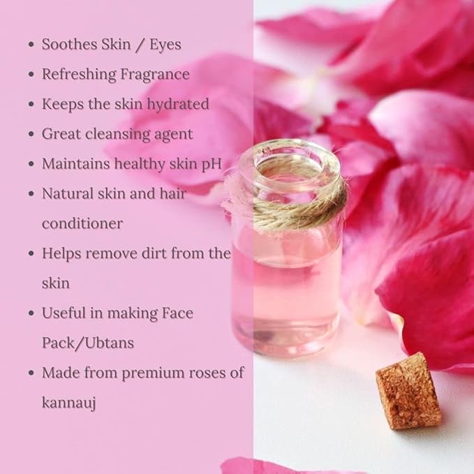 6.76floz Pure & Natural Rose Water/Skin Toner Mist Spray - 200Ml - Steam Distilled - Gulab Jal - Alcohol & Chemical Free