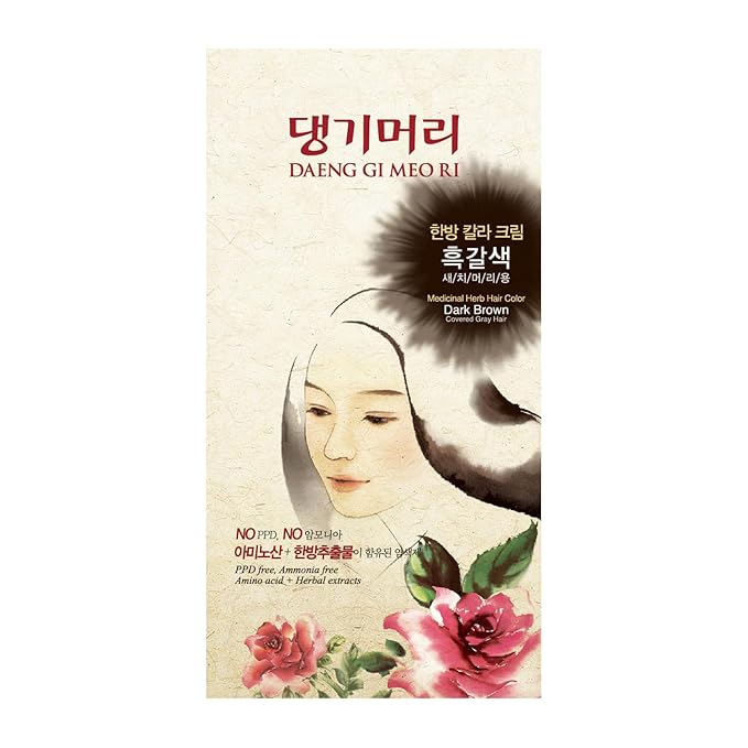 Daeng Gi Meo Ri – Korean Herbal Hair Dye Color Cream [Dark Brown] (2-PACK) - PPD-Free Gray Coverage, Hair Protection, High-Keratin Formula, 5 Oz