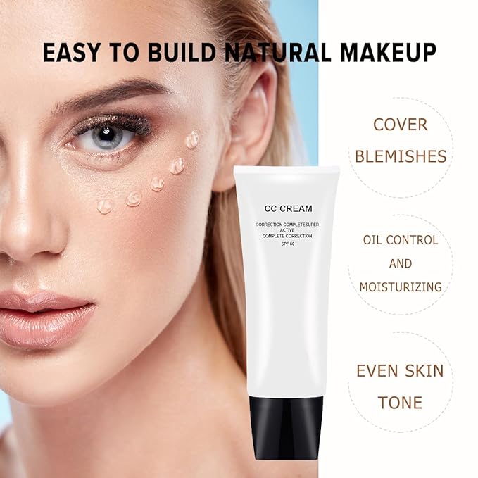 CC Cream with SPF 50, Complete Correction Super Active for Older Women, 30ml (Natural, 2Pcs)